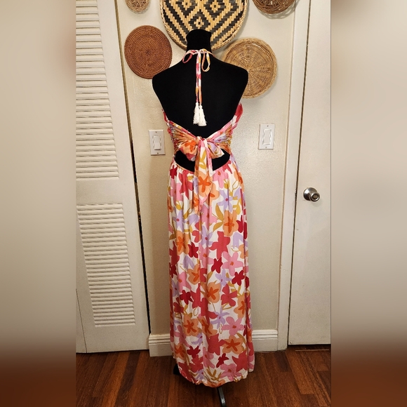 Multi Colored Floral Maxi Dress With Side Split - Picture 9 of 10